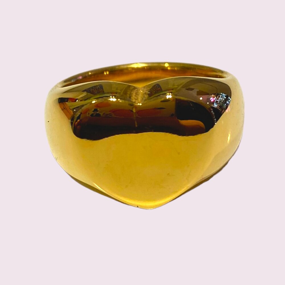 Bold Heart Gold Plated Stainless Steel Ring